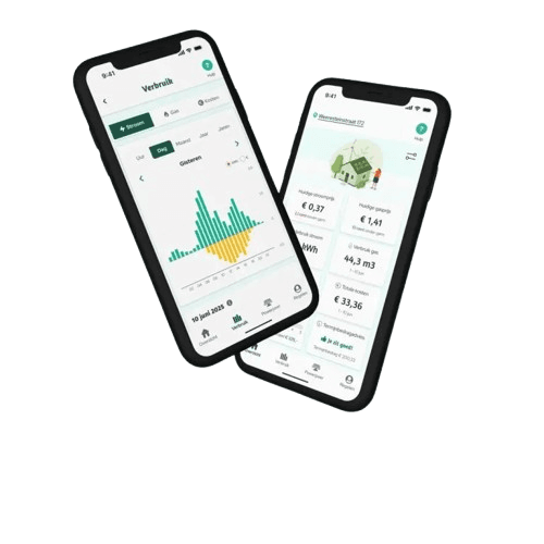 Powerpeers app op twee smartphones